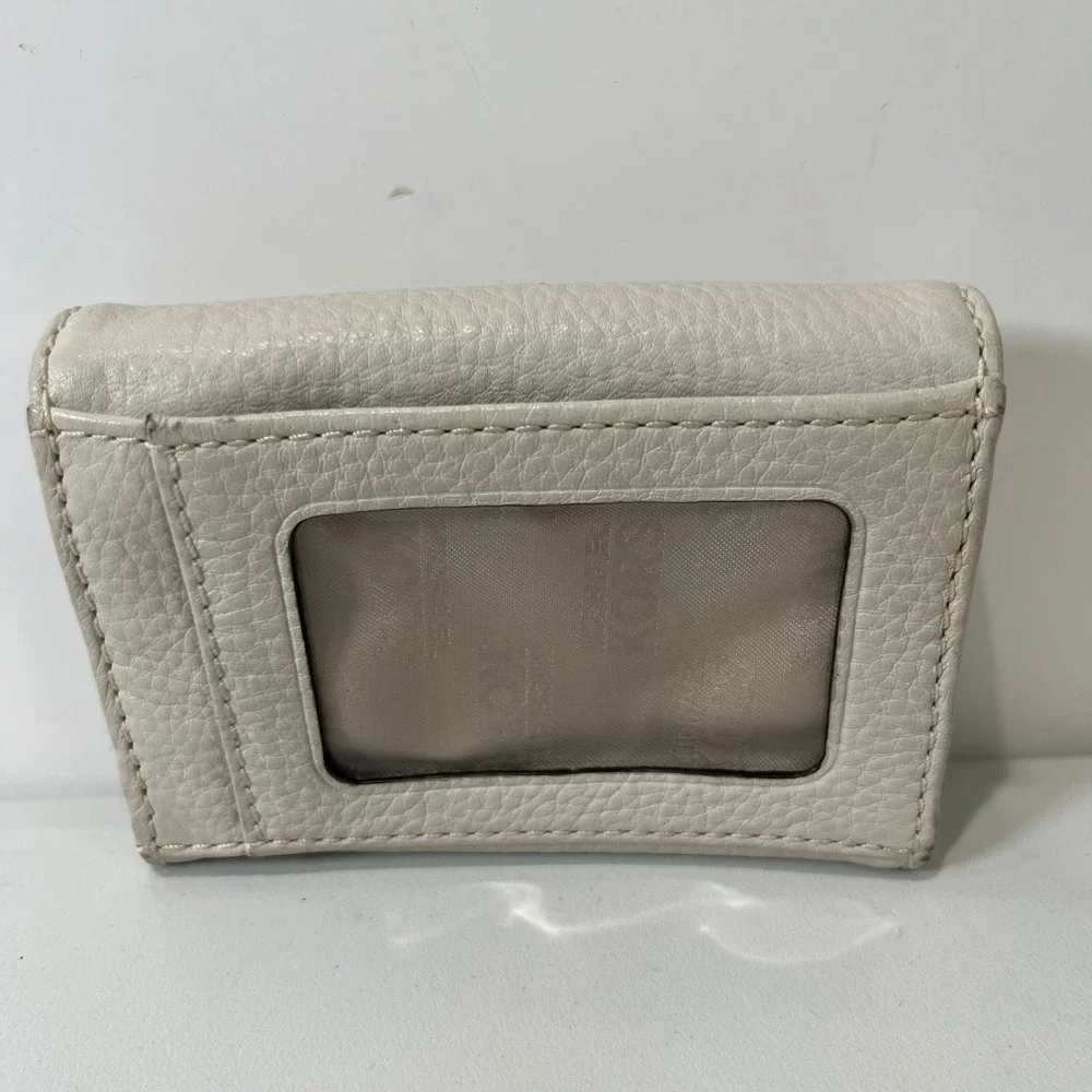 Michael‎ Kors Wallet Small Pebbled Leather Cream Gold Logo Coin Purse Keyring